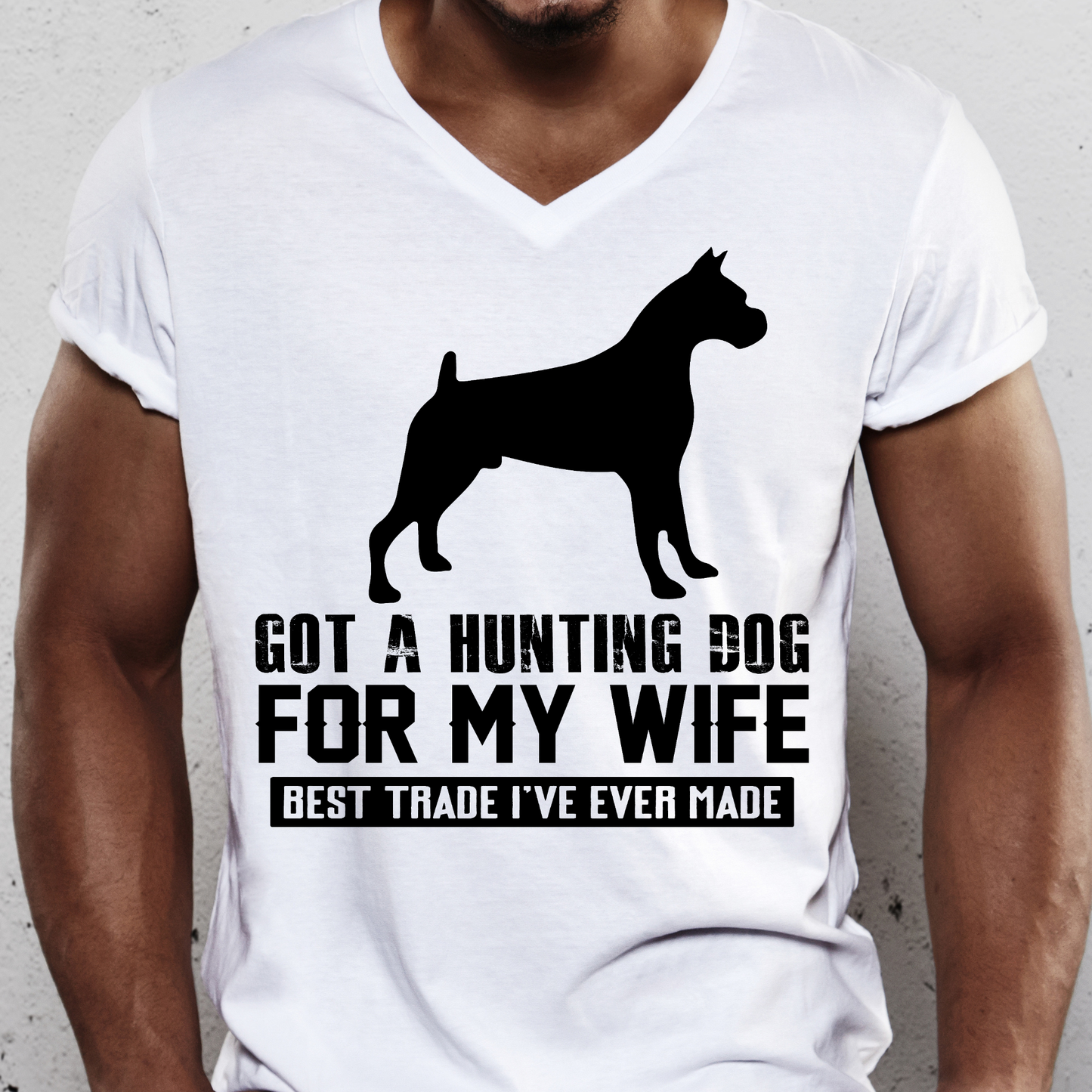 Got a hunting Dog for my wife Men's funny dog t-shirt - Premium t-shirt from Lees Krazy Teez - Just $19.95! Shop now at Lees Krazy Teez