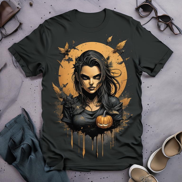 Gothic woman pumpkin splash art Women's t-shirt - Premium t-shirt from Lees Krazy Teez - Just $21.95! Shop now at Lees Krazy Teez