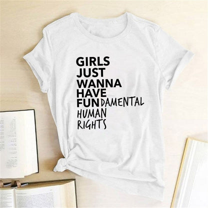 Empowerment Expressions: Women's Human Rights Letter Print Feminist Tee - Premium t-shirt from eprolo - Just $16.95! Shop now at Lees Krazy Teez