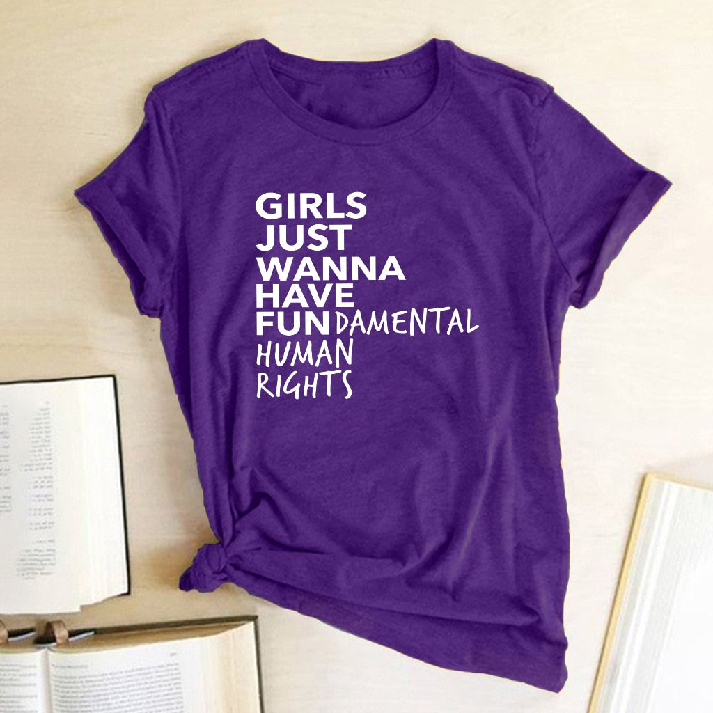 Empowerment Expressions: Women's Human Rights Letter Print Feminist Tee - Premium t-shirt from eprolo - Just $16.95! Shop now at Lees Krazy Teez
