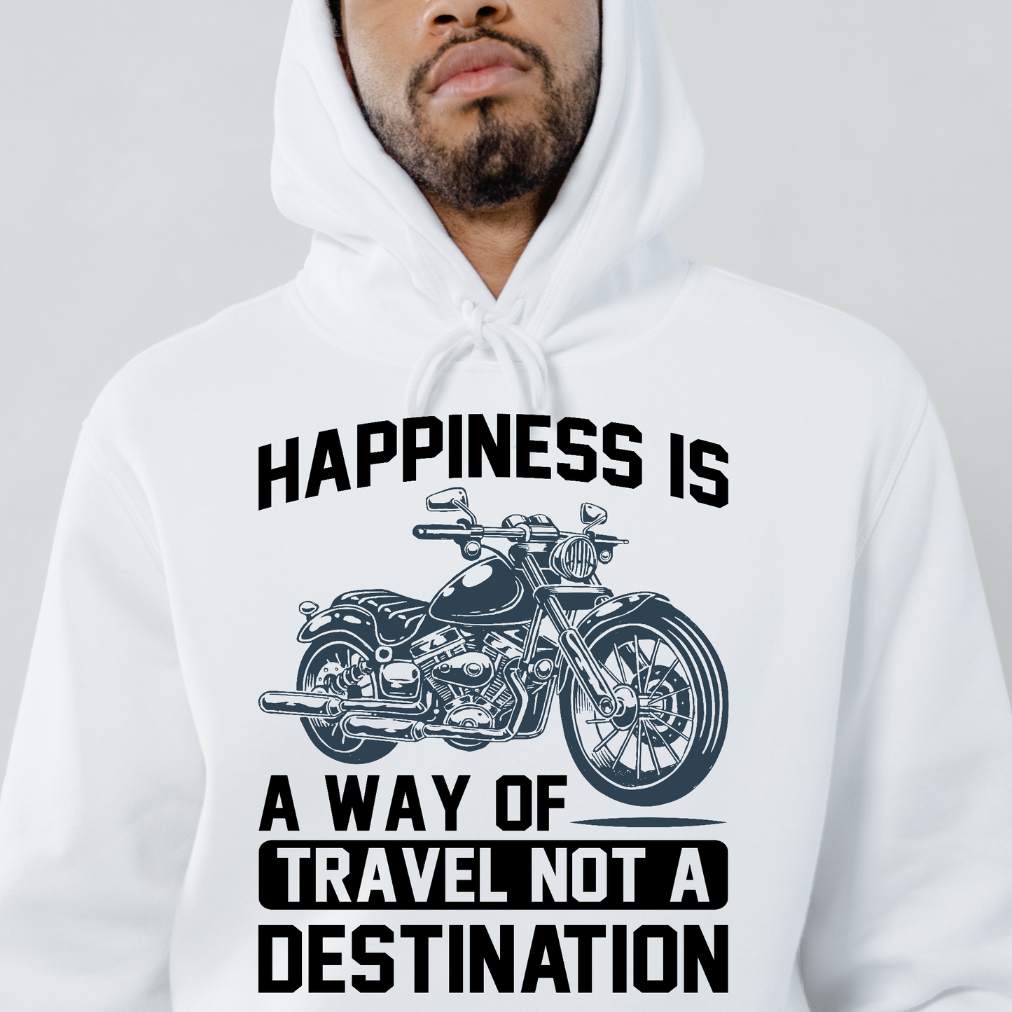 Happiness is a way of travel not a destination Men's biker Hoodie - Premium t-shirt from Lees Krazy Teez - Just $39.95! Shop now at Lees Krazy Teez