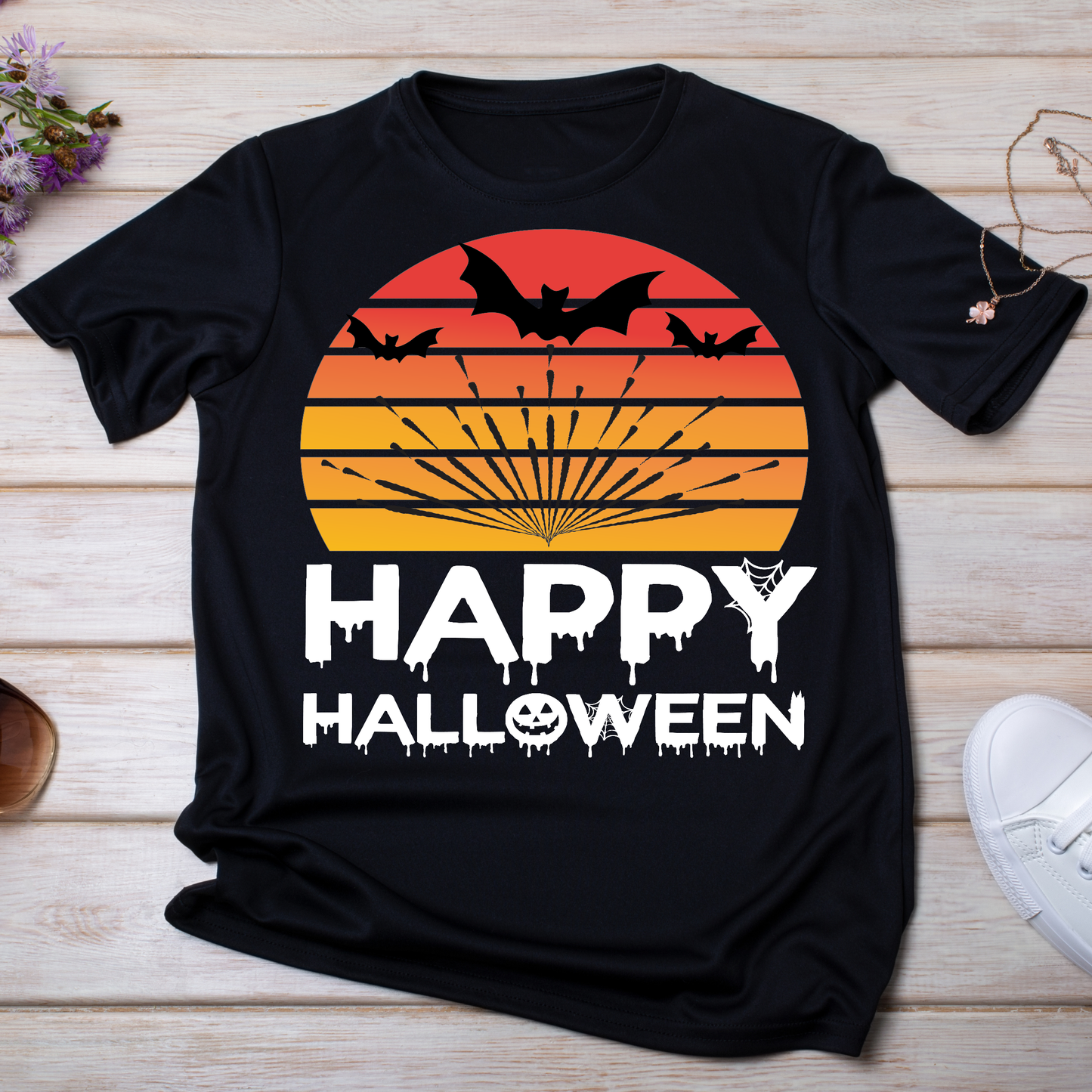 Happy Halloween bats scary awesome women's t-shirt - Premium t-shirt from Lees Krazy Teez - Just $19.95! Shop now at Lees Krazy Teez