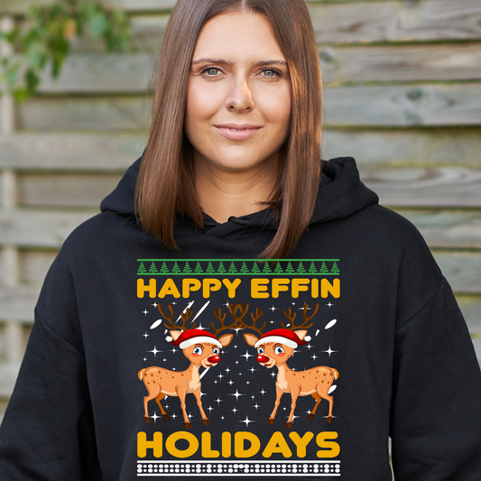 Happy effin holidays Women's funny hoodie - Premium t-shirt from Lees Krazy Teez - Just $39.95! Shop now at Lees Krazy Teez