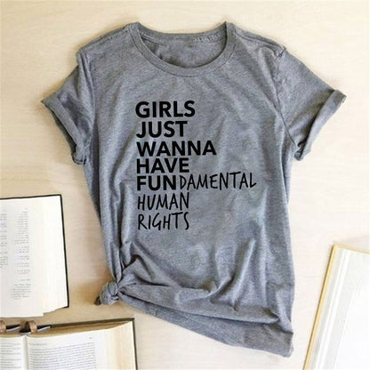 Empowerment Expressions: Women's Human Rights Letter Print Feminist Tee - Premium t-shirt from eprolo - Just $16.95! Shop now at Lees Krazy Teez