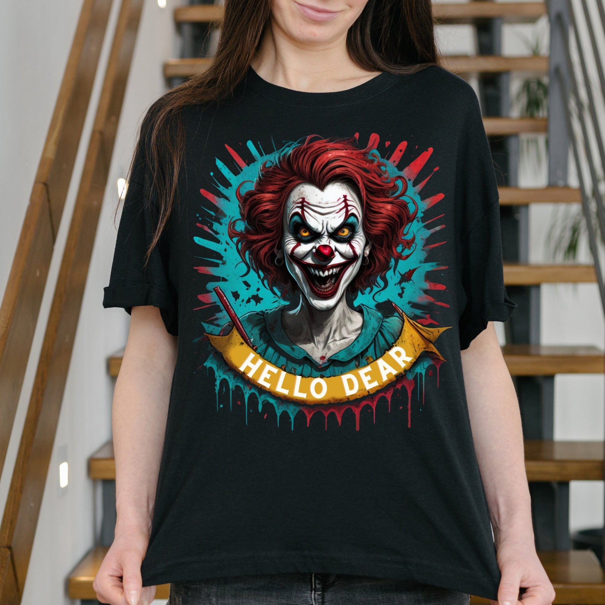 Hello dear psycho clown wife funny Halloween Women's t-shirt - Premium t-shirt from Lees Krazy Teez - Just $24.95! Shop now at Lees Krazy Teez
