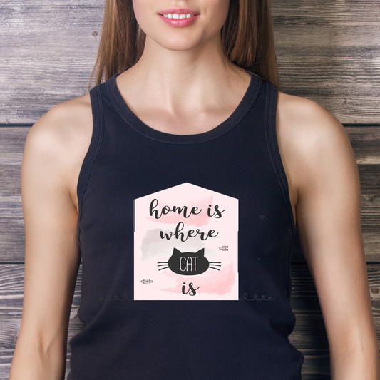 Home is where cat is Women's tank top - Premium t-shirt from Lees Krazy Teez - Just $19.95! Shop now at Lees Krazy Teez