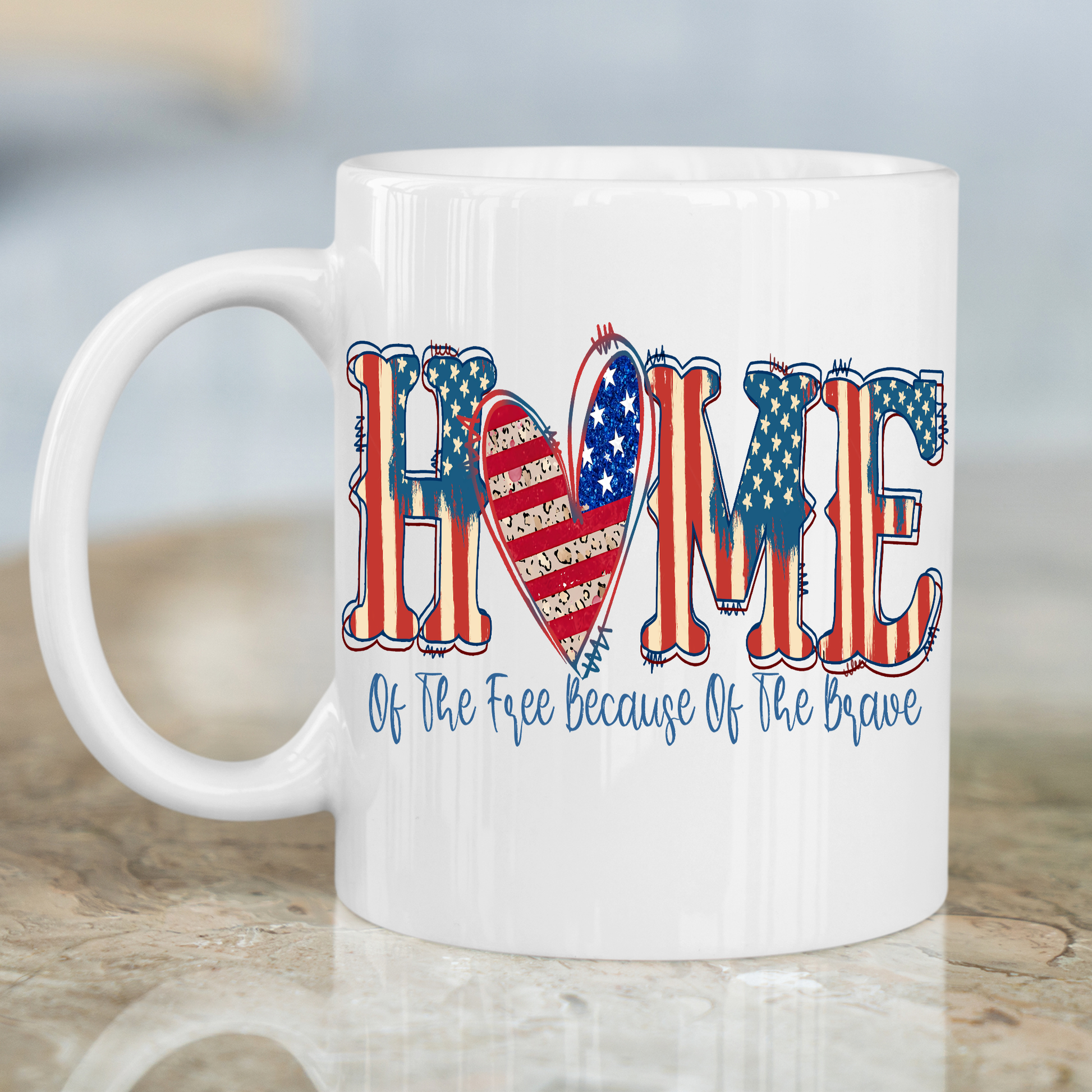 Home of the free because of the brave Fourth of July Mug - Premium mugs from Lees Krazy Teez - Just $24.95! Shop now at Lees Krazy Teez