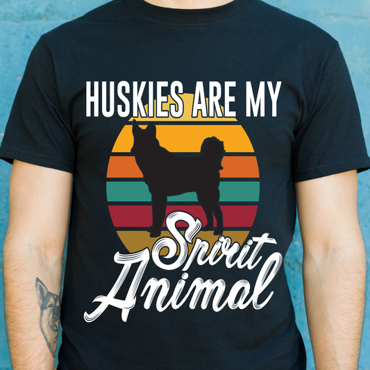 Huskies are my spirit animal Men's dog t-shirt - Premium t-shirt from Lees Krazy Teez - Just $19.95! Shop now at Lees Krazy Teez