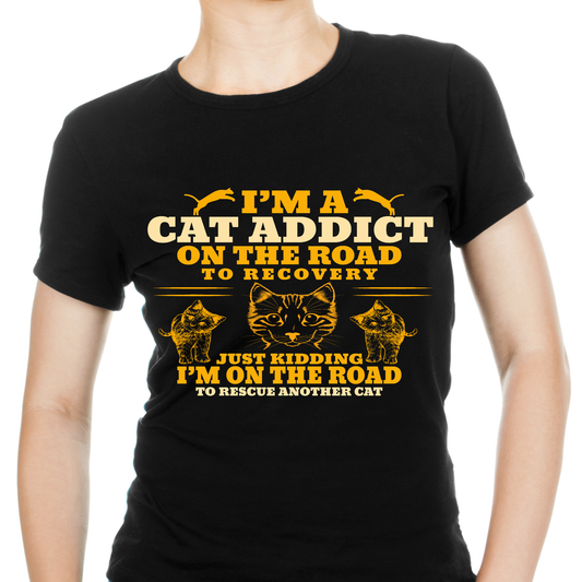I'm a cat addict on the road to recover Women's cat t-shirt - Premium t-shirt from Lees Krazy Teez - Just $19.95! Shop now at Lees Krazy Teez