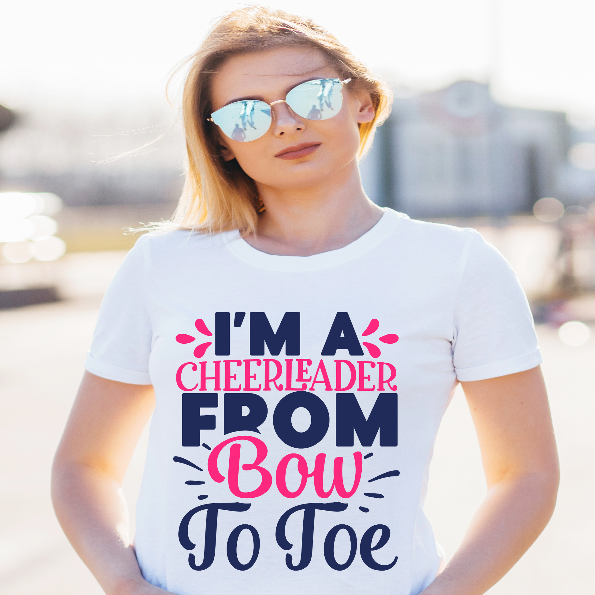 I'm a cheerleader from bow to toe - Women's funny t-shirt - Premium t-shirt from Lees Krazy Teez - Just $19.95! Shop now at Lees Krazy Teez