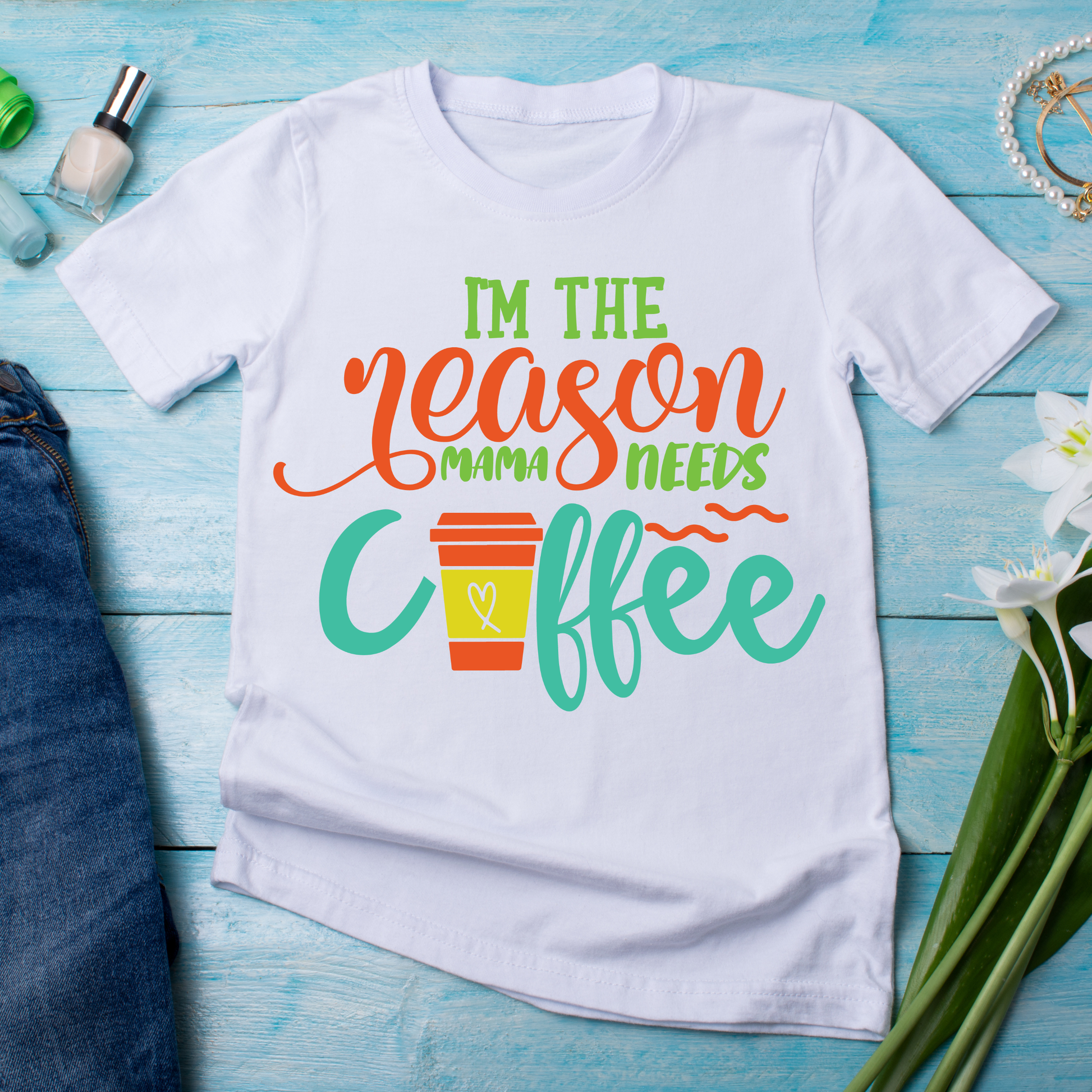 I'm the reason mama needs coffee women's t-shirt - Premium t-shirt from Lees Krazy Teez - Just $21.95! Shop now at Lees Krazy Teez