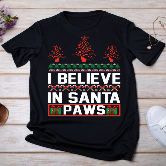 I believe in santa paws funny Christmas t-shirt - Premium t-shirt from Lees Krazy Teez - Just $19.95! Shop now at Lees Krazy Teez