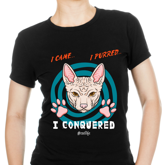 I came i purred i conquered funny Women's t-shirt - Premium t-shirt from Lees Krazy Teez - Just $19.95! Shop now at Lees Krazy Teez