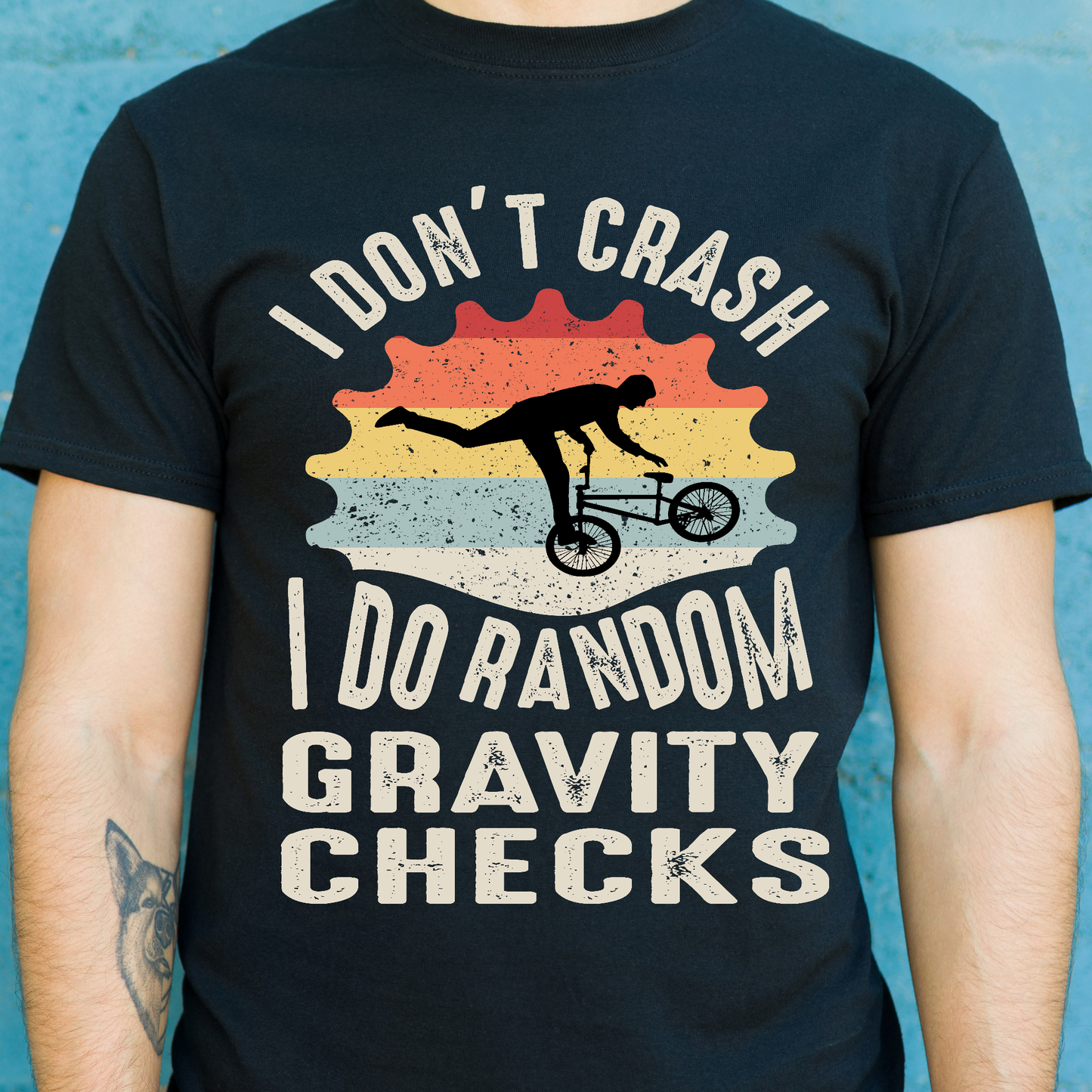 I don't crash i do random gravity checks Men's bicycle t-shirt - Premium t-shirt from Lees Krazy Teez - Just $19.95! Shop now at Lees Krazy Teez