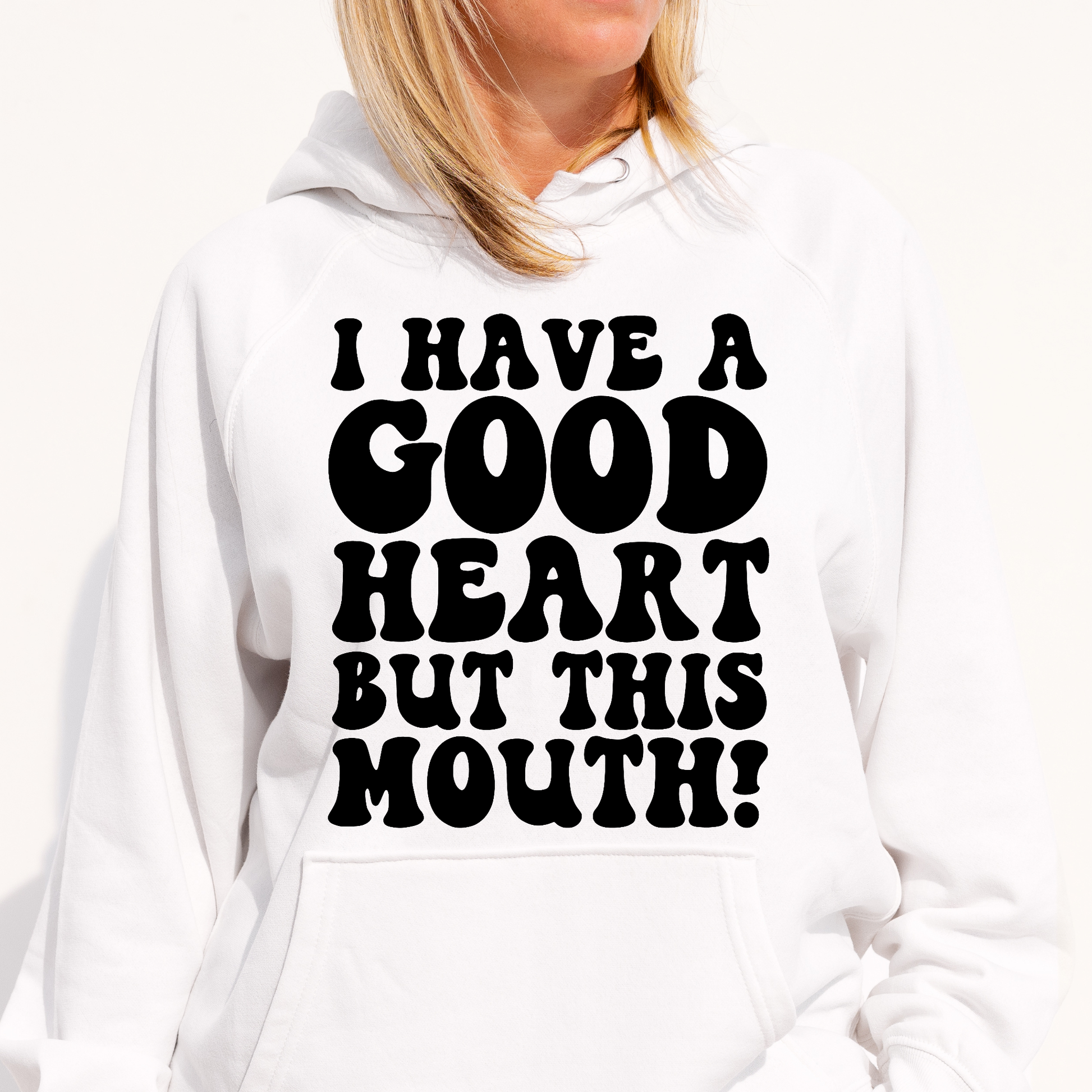 I have a good heart but this mouth Women's funny Hoodie - Premium t-shirt from Lees Krazy Teez - Just $39.95! Shop now at Lees Krazy Teez
