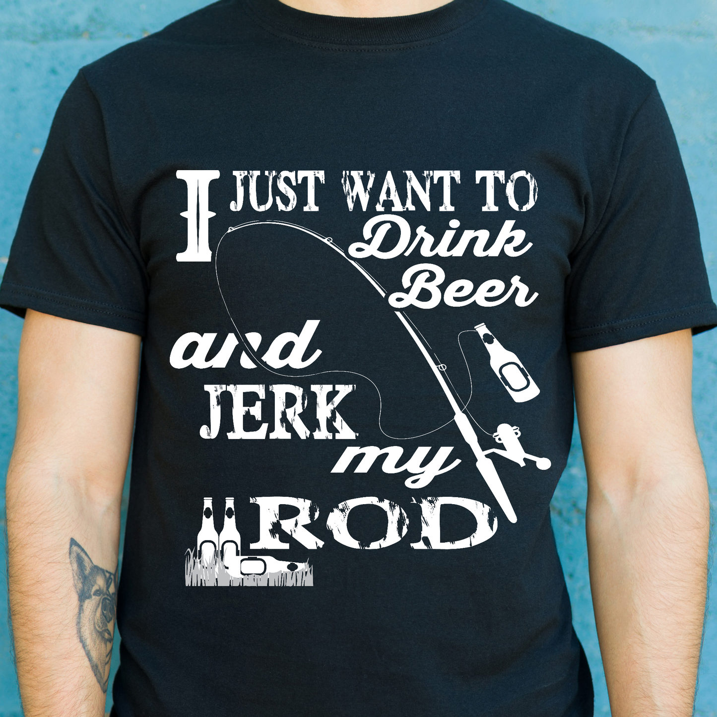 I just want to drink beer and jerk my rod Men's fishing t-shirt - Premium t-shirt from Lees Krazy Teez - Just $19.95! Shop now at Lees Krazy Teez