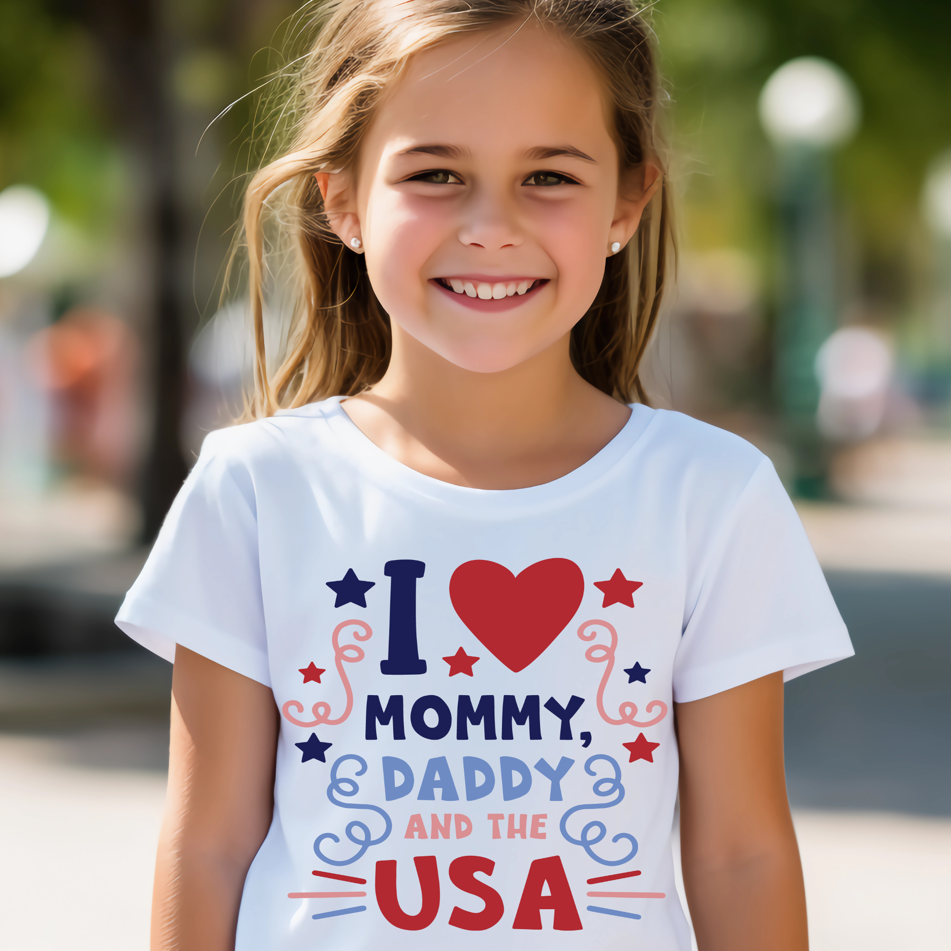 I love Mommy Daddy and the U.S.A Girls t-shirt - Premium t-shirt from Lees Krazy Teez - Just $19.95! Shop now at Lees Krazy Teez