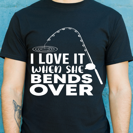I love it when she bends over funny Men's fishing t-shirt - Premium t-shirt from Lees Krazy Teez - Just $19.95! Shop now at Lees Krazy Teez