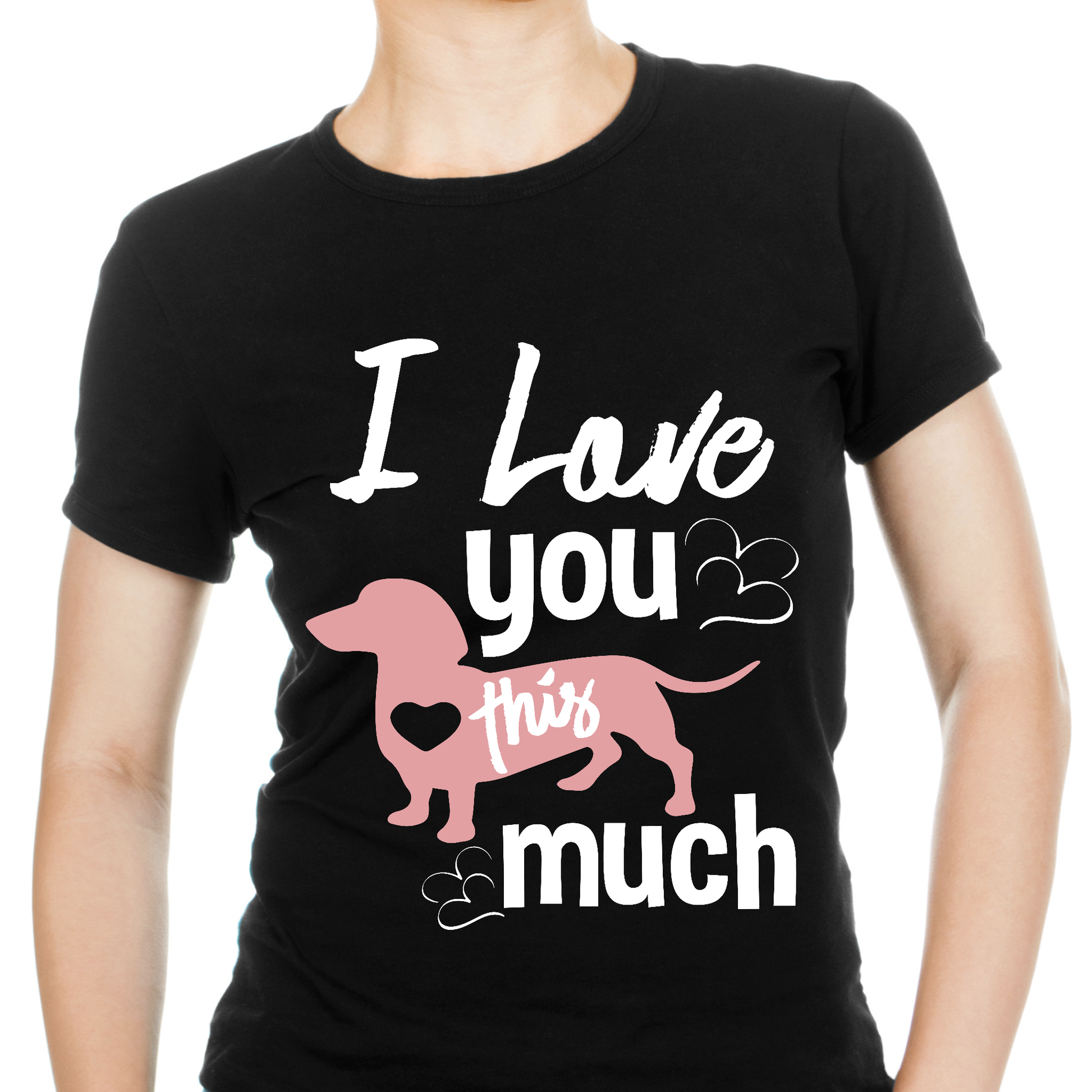 I love you this much Women's dog t-shirt - Premium t-shirt from Lees Krazy Teez - Just $19.95! Shop now at Lees Krazy Teez