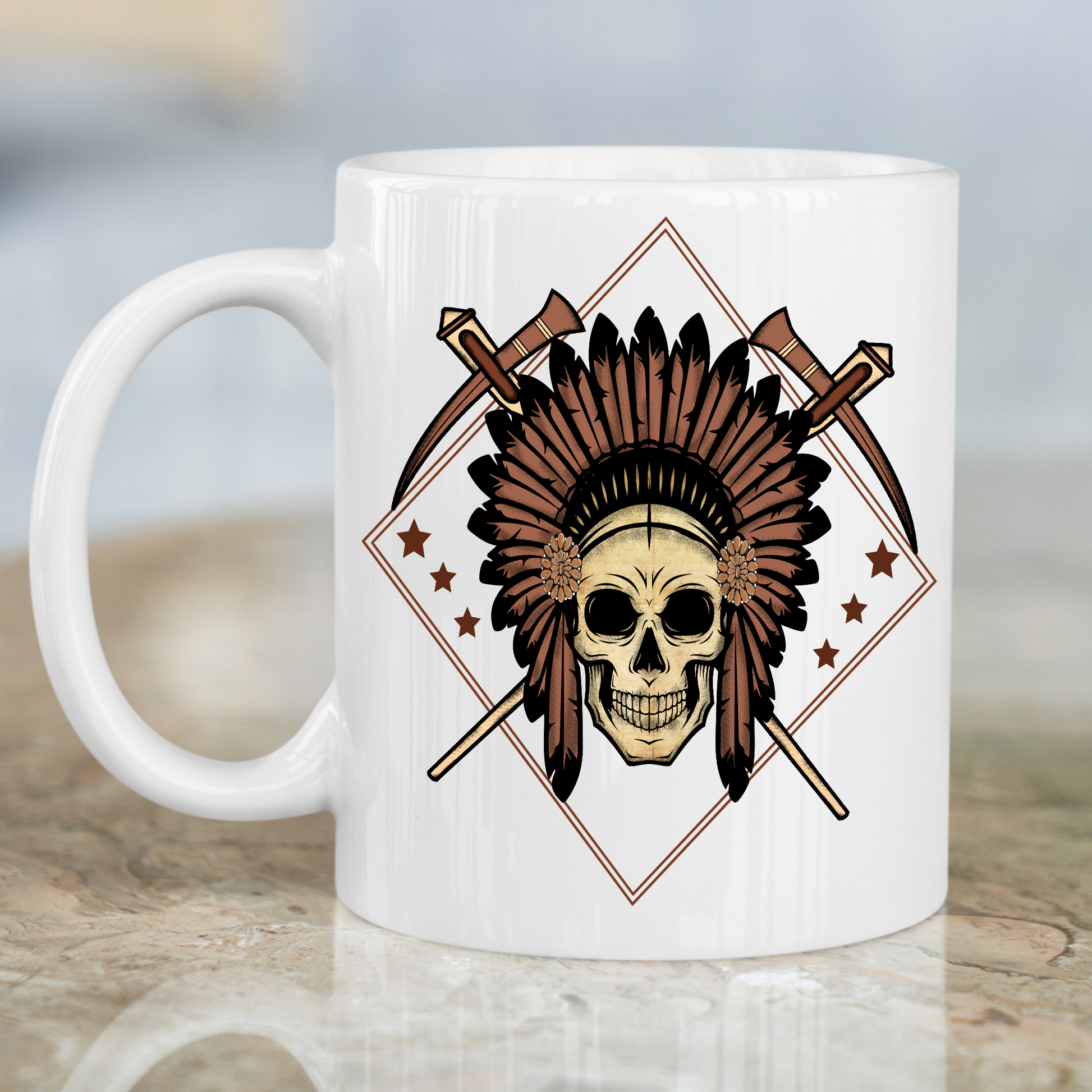 Indian skull decor vector art awesome Mug - Premium mugs from Lees Krazy Teez - Just $24.95! Shop now at Lees Krazy Teez