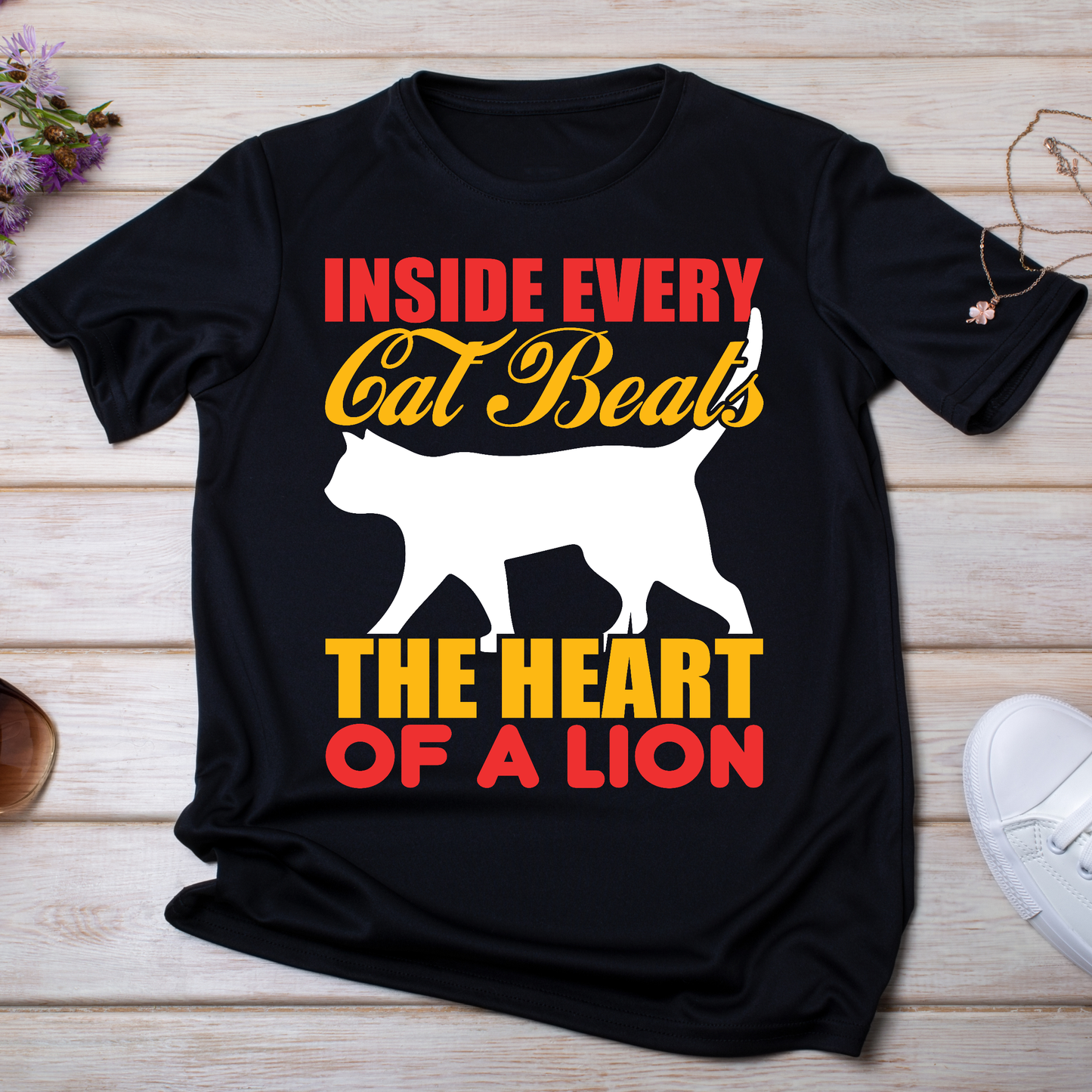 Inside every cat beats the heart of a lion t-shirt - Premium t-shirt from Lees Krazy Teez - Just $19.95! Shop now at Lees Krazy Teez