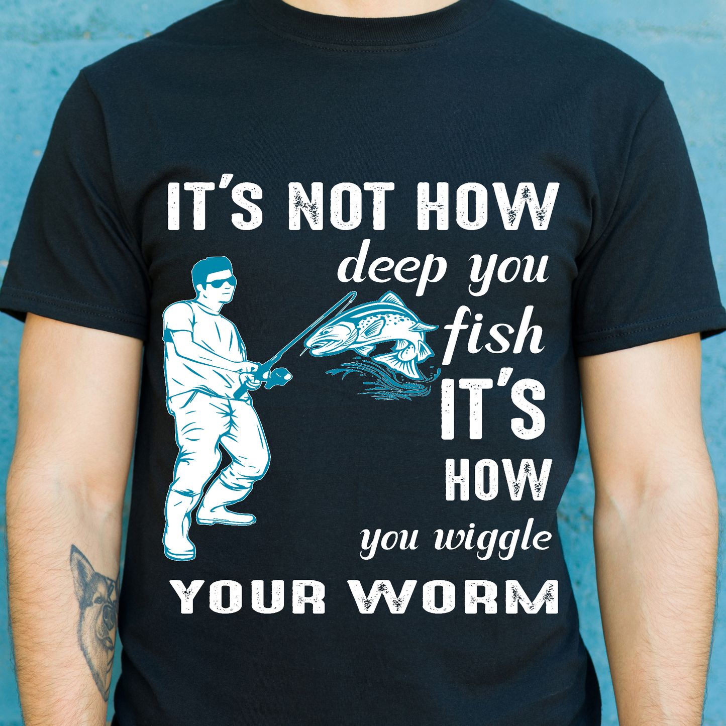 It's not how deep you fish it's how you wiggle your worm Men's t-shirt - Premium t-shirt from Lees Krazy Teez - Just $19.95! Shop now at Lees Krazy Teez