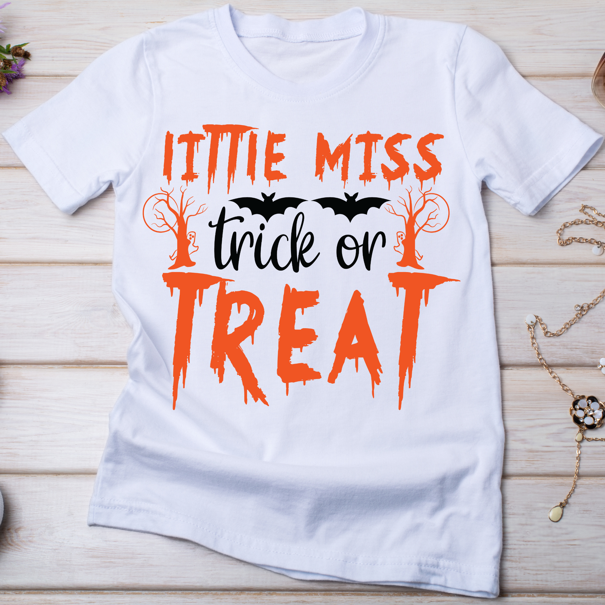 Ittie miss trick or treat Women's Halloween t-shirt - Premium t-shirt from Lees Krazy Teez - Just $19.95! Shop now at Lees Krazy Teez
