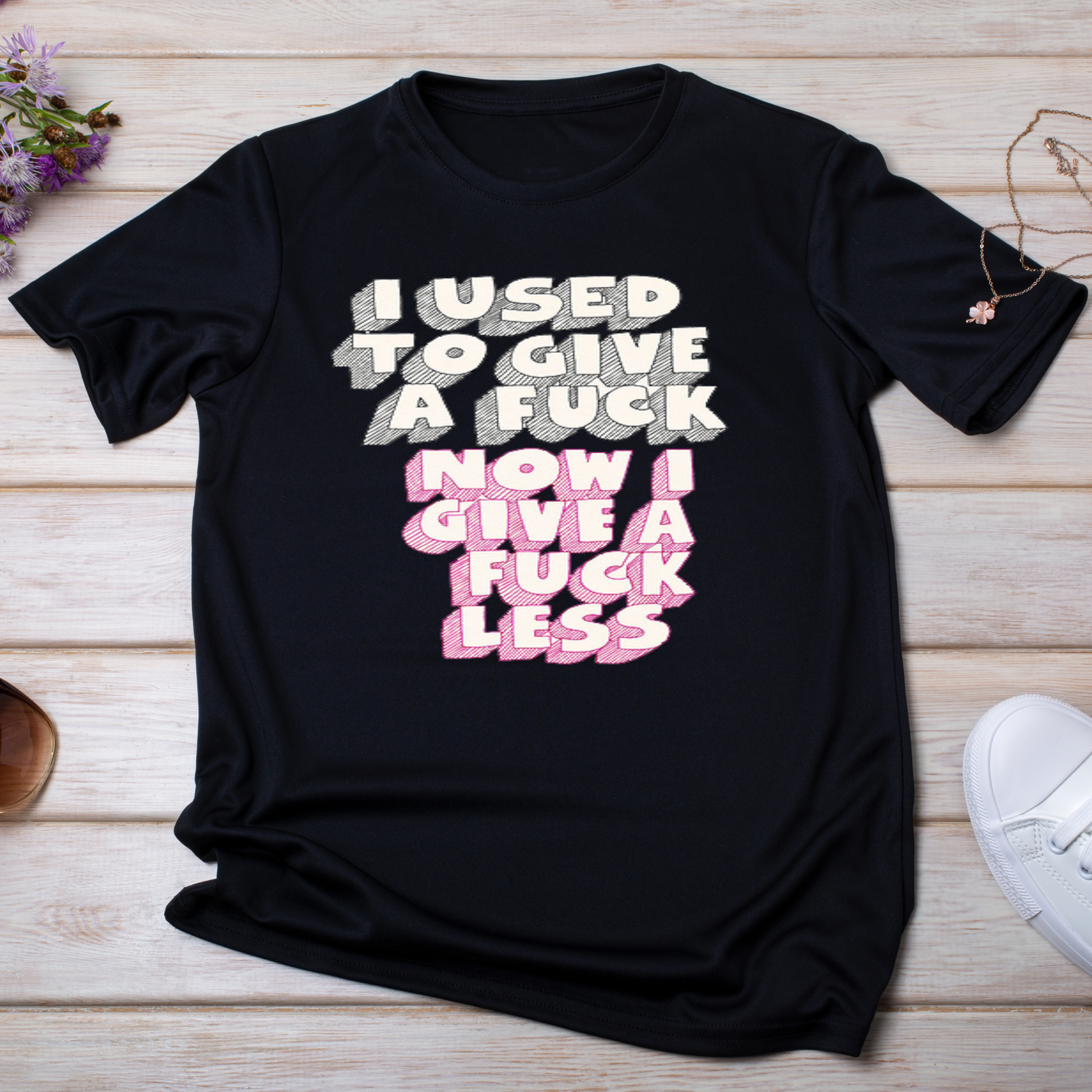 I used to give a fuck now i give a fuck less Women's tee - Premium t-shirt from Lees Krazy Teez - Just $19.95! Shop now at Lees Krazy Teez