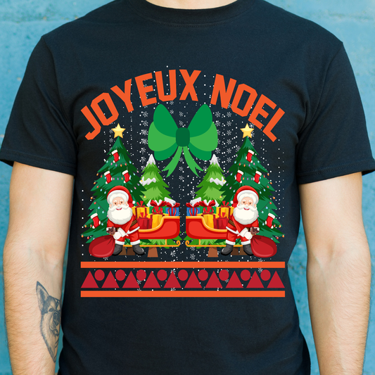 Joyeux noel Santa claus vector art Christmas t-shirt - Premium t-shirt from Lees Krazy Teez - Just $20.95! Shop now at Lees Krazy Teez