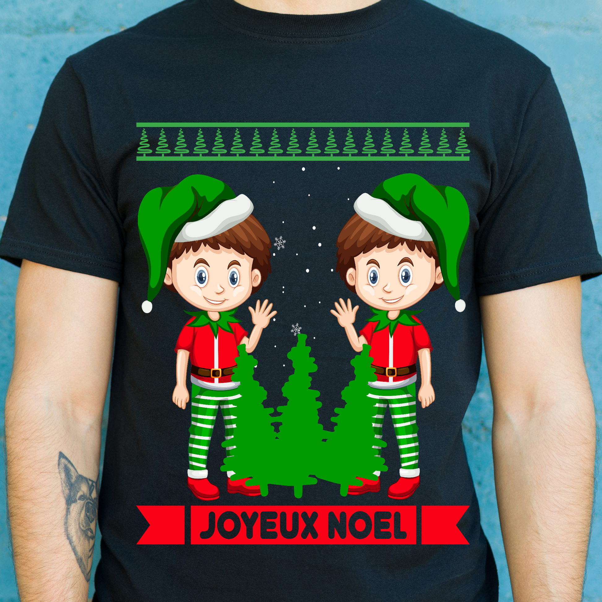 Joyeux noel vector art Christmas t-shirt - Premium t-shirt from Lees Krazy Teez - Just $21.95! Shop now at Lees Krazy Teez