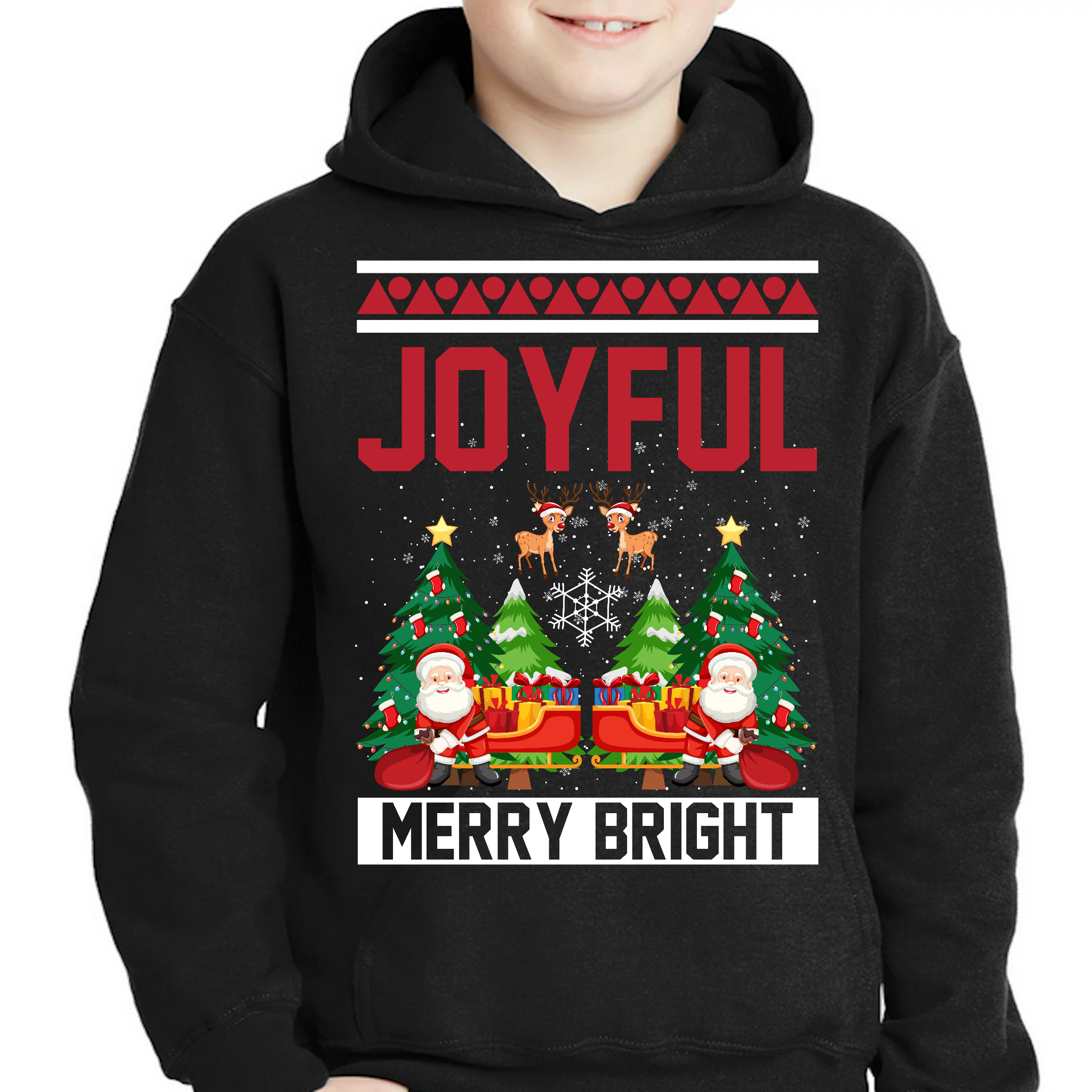 Joyful merry bright xmas boys Hoodie - Premium t-shirt from Lees Krazy Teez - Just $39.95! Shop now at Lees Krazy Teez