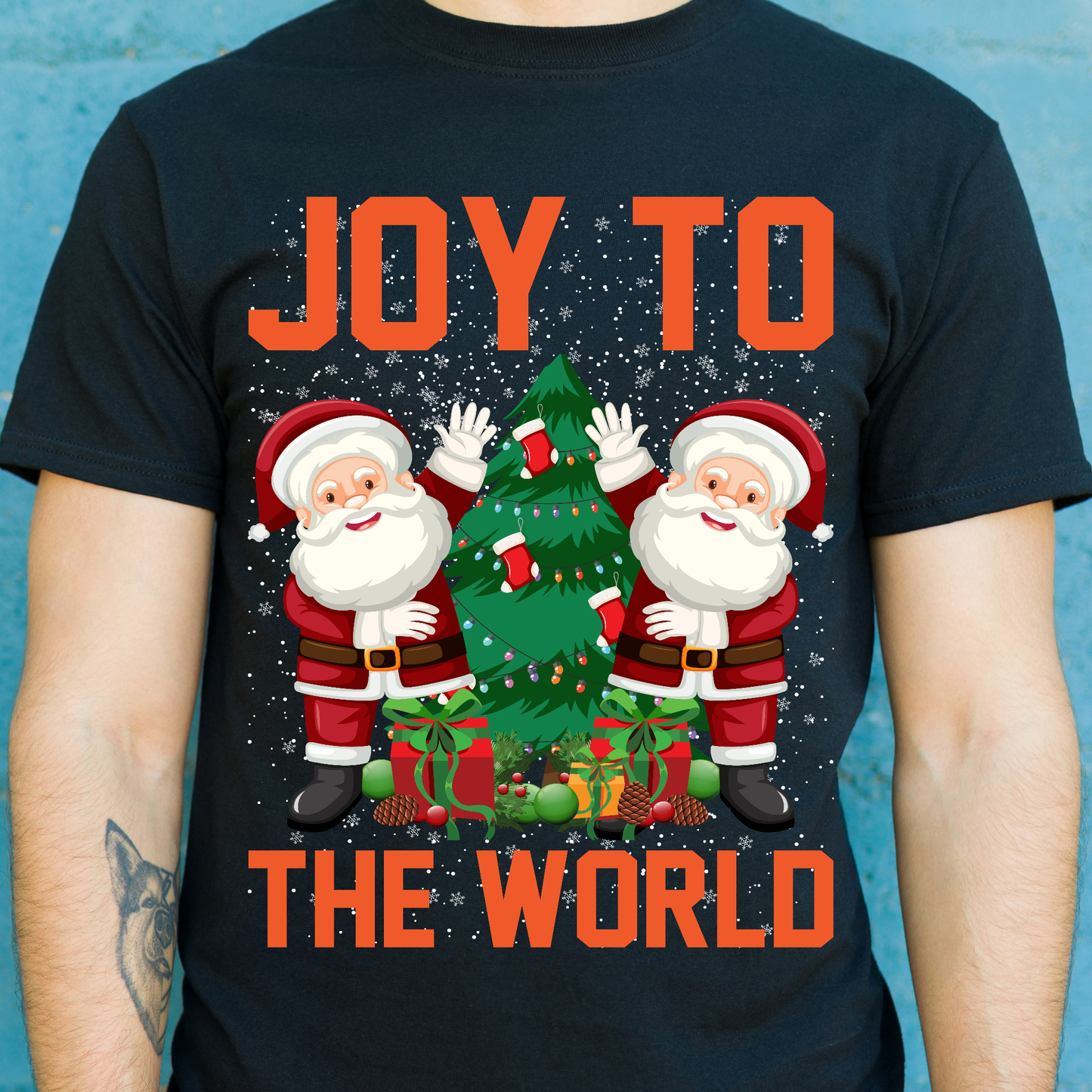 Joy to the world santa claus graphic vector art Christmas t-shirt - Premium t-shirt from Lees Krazy Teez - Just $19.95! Shop now at Lees Krazy Teez