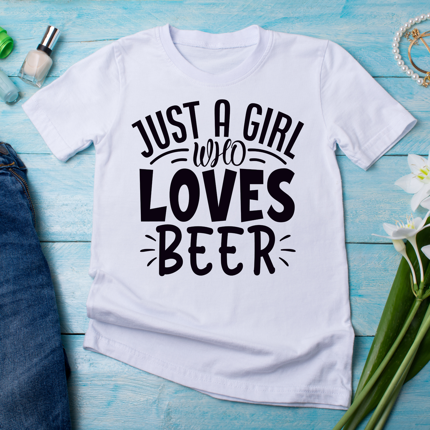 Just a girl who loves beer drinking party club Women's t-shirt - Premium t-shirt from Lees Krazy Teez - Just $19.95! Shop now at Lees Krazy Teez