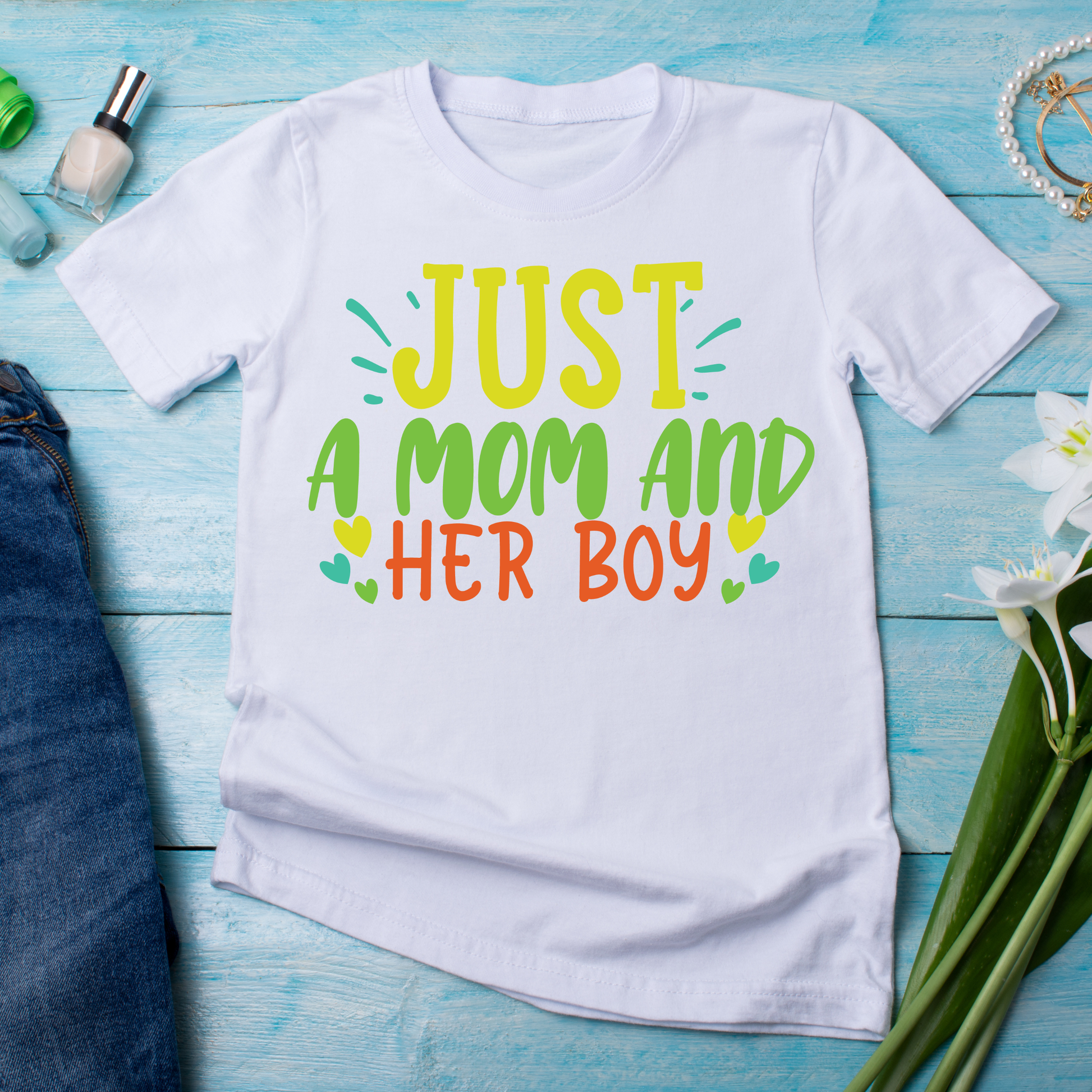 Just a mom and her boy awesome ladies tee - unique t shirts for ladies - Premium t-shirt from Lees Krazy Teez - Just $21.95! Shop now at Lees Krazy Teez