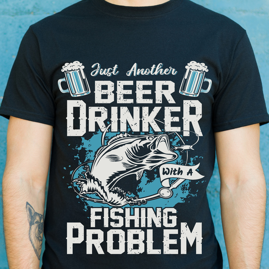 Just another beer drinker with a fishing problem t-shirt - Premium t-shirt from Lees Krazy Teez - Just $19.95! Shop now at Lees Krazy Teez