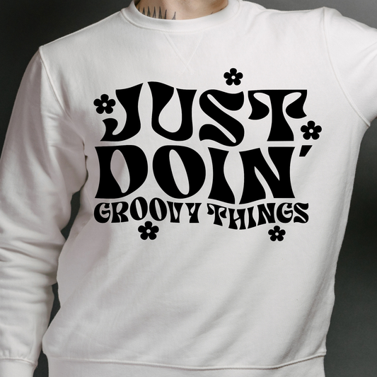 Just doin groovy things Men's long sleeve t-shirt - Premium t-shirt from Lees Krazy Teez - Just $29.95! Shop now at Lees Krazy Teez