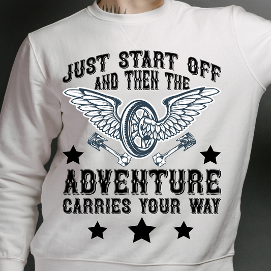 Just start off and then the adventure carries your way Men's long sleeve t-shirt - Premium t-shirt from Lees Krazy Teez - Just $29.95! Shop now at Lees Krazy Teez