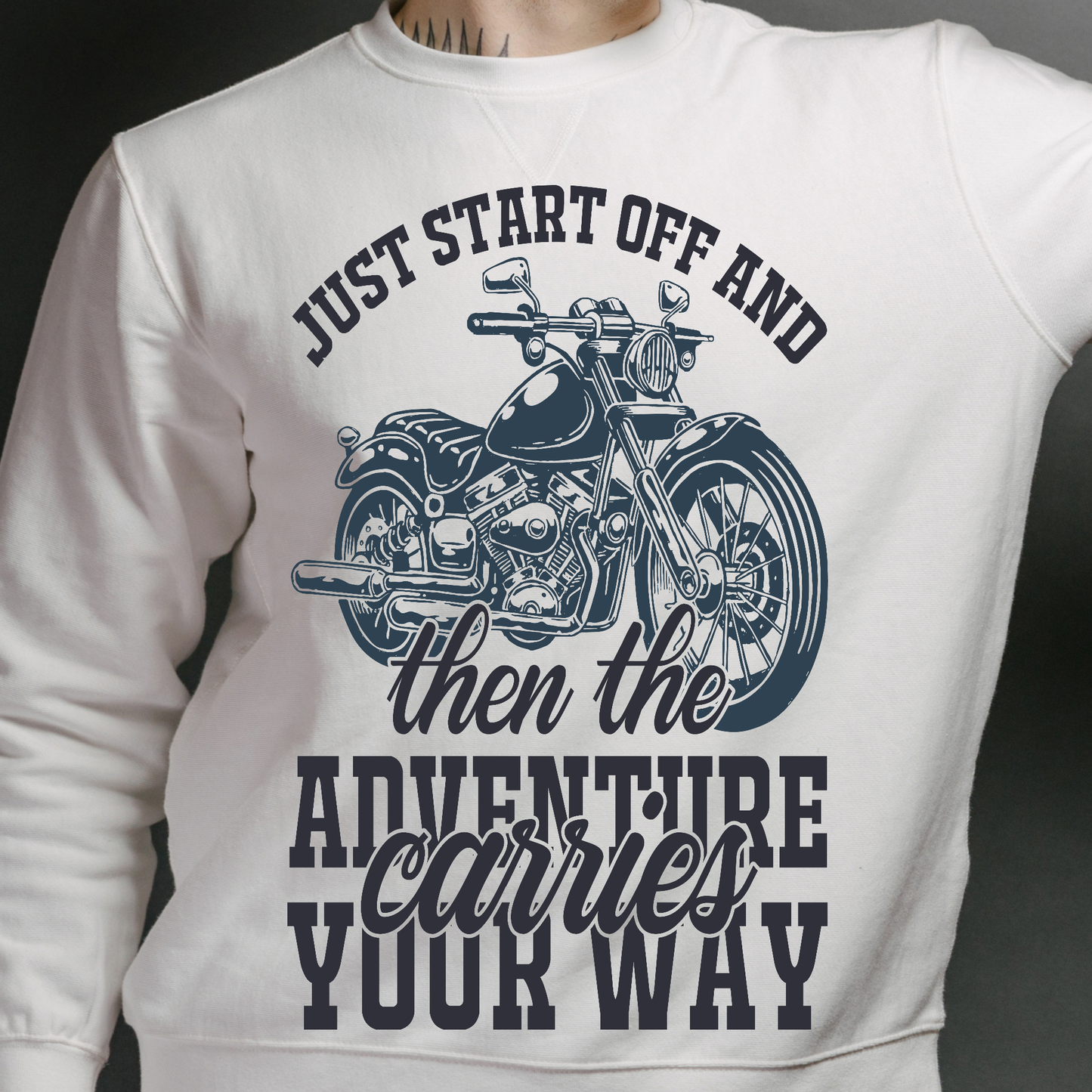 Just start off and then the adventure carries your way bike Men's long sleeve t-shirt - Premium t-shirt from Lees Krazy Teez - Just $29.95! Shop now at Lees Krazy Teez