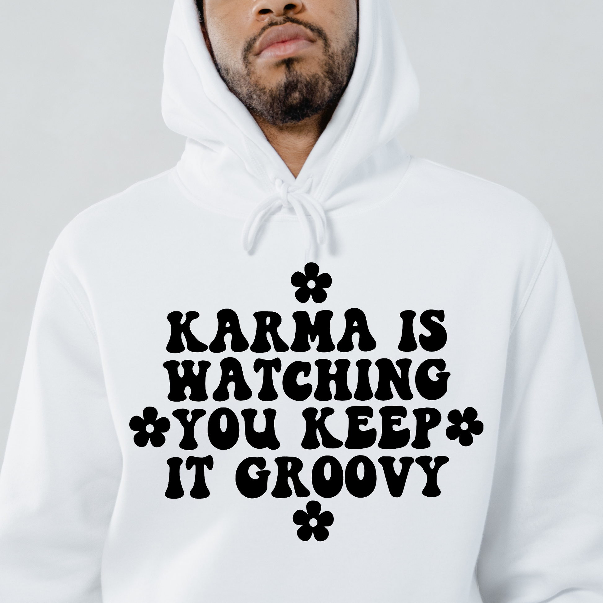 Karma is watching you keep it groovy Men's hoodie - Premium t-shirt from Lees Krazy Teez - Just $39.95! Shop now at Lees Krazy Teez