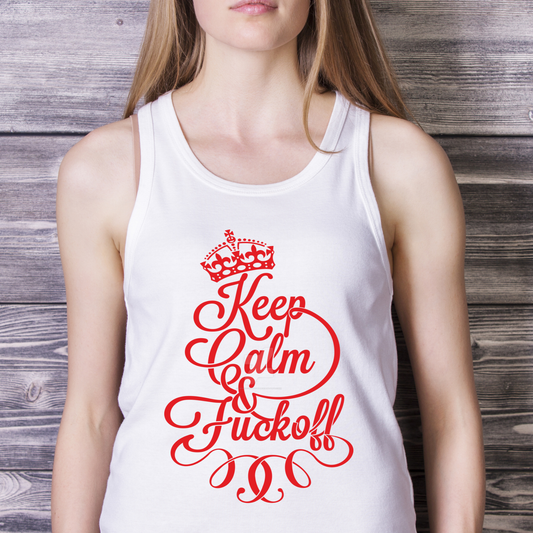 Keep calm and fuck off Women's tank top - Premium t-shirt from Lees Krazy Teez - Just $19.95! Shop now at Lees Krazy Teez