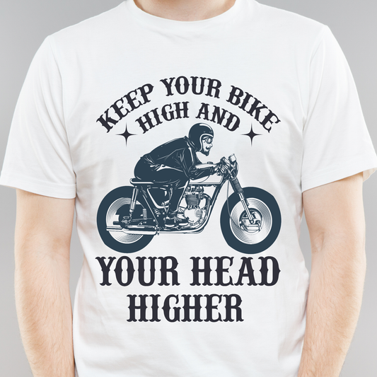 Keep your bike high and your head higher motorcycle Men's t-shirt - Premium t-shirt from Lees Krazy Teez - Just $20.95! Shop now at Lees Krazy Teez