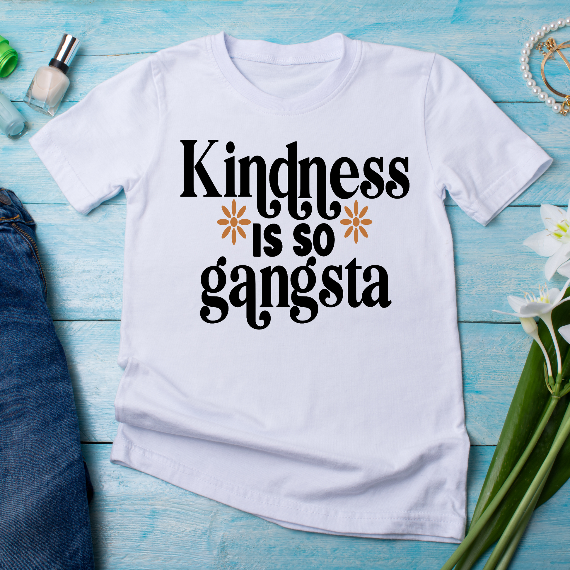 Kindness is so gangsta typography Women's t-shirt - Premium t-shirt from Lees Krazy Teez - Just $19.95! Shop now at Lees Krazy Teez