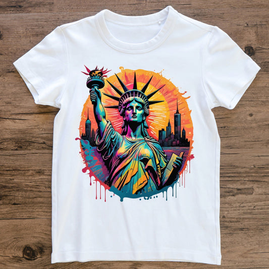 Lady statue of Liberty in new york city splash art Men's t-shirt - Premium t-shirt from Lees Krazy Teez - Just $19.95! Shop now at Lees Krazy Teez