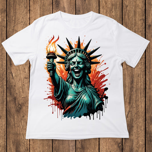 Lady statue of liberty smiling t-shirt - Premium t-shirt from Lees Krazy Teez - Just $19.95! Shop now at Lees Krazy Teez