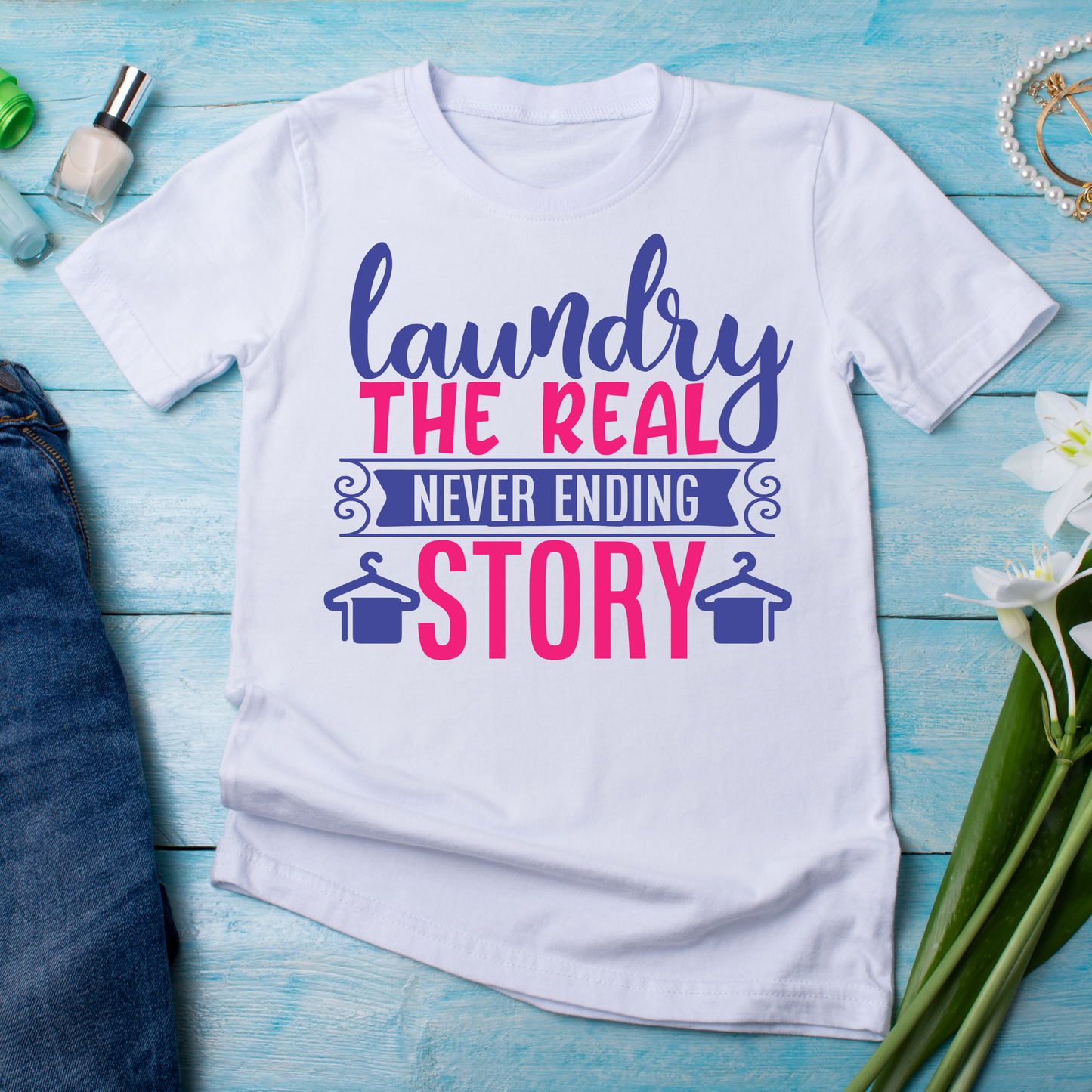 Laundry the real never ending story - Premium t-shirt from Lees Krazy Teez - Just $19.95! Shop now at Lees Krazy Teez