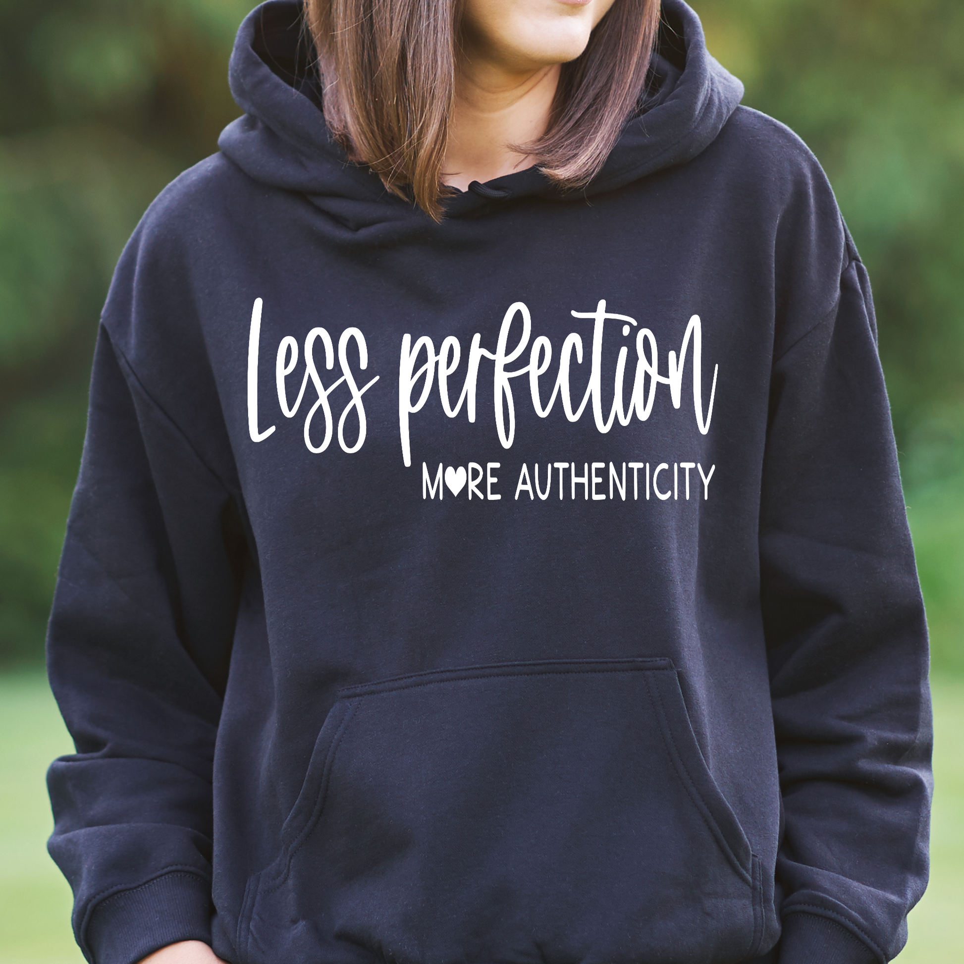 Less perfectin more authenicity Women's funny Hoodie - Premium t-shirt from Lees Krazy Teez - Just $39.95! Shop now at Lees Krazy Teez
