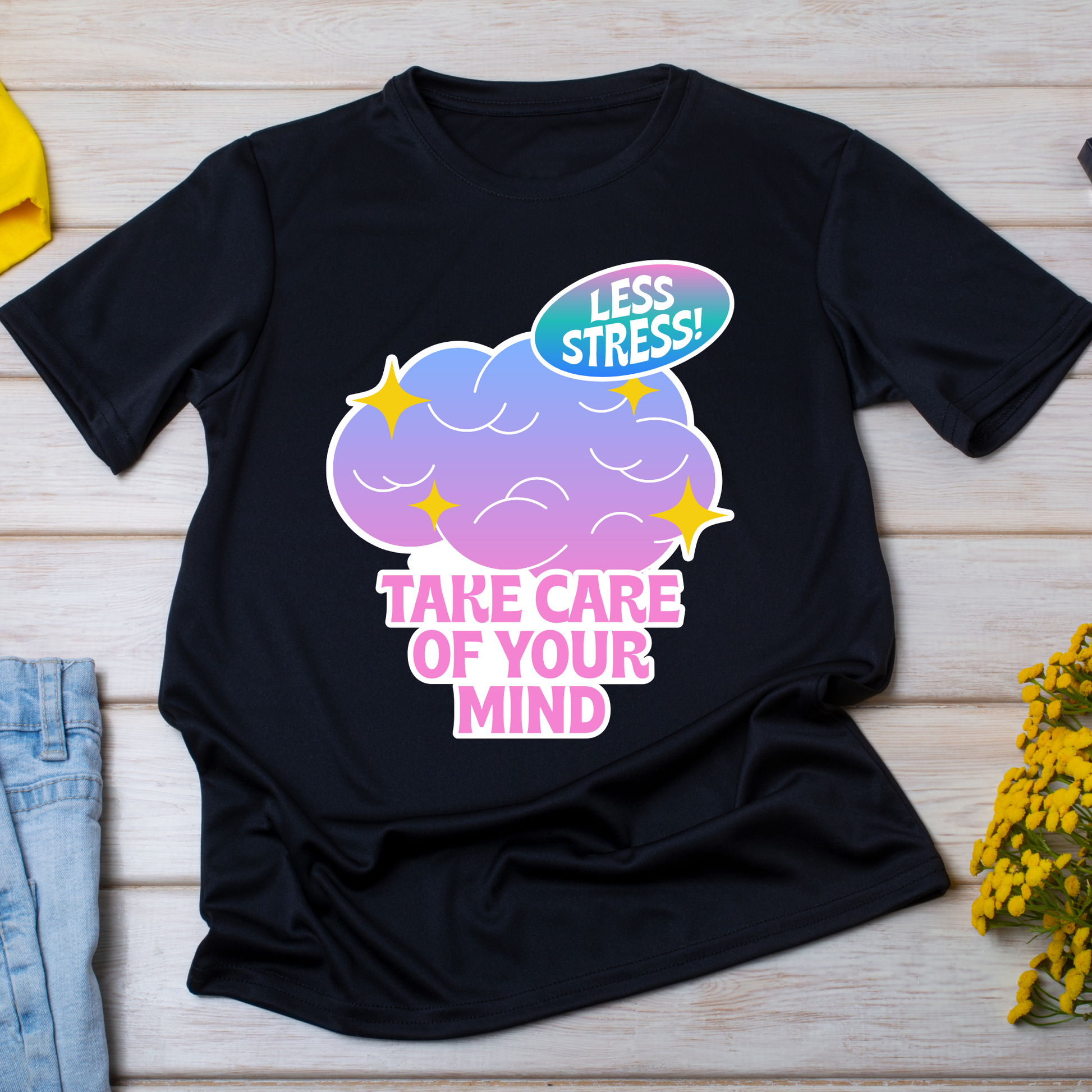 Less stress take care of your mind vector art Women's t-shirt - Premium t-shirt from Lees Krazy Teez - Just $19.95! Shop now at Lees Krazy Teez