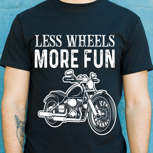 Less wheels more fun Men's motorcycle t-shirt - Premium t-shirt from Lees Krazy Teez - Just $19.95! Shop now at Lees Krazy Teez