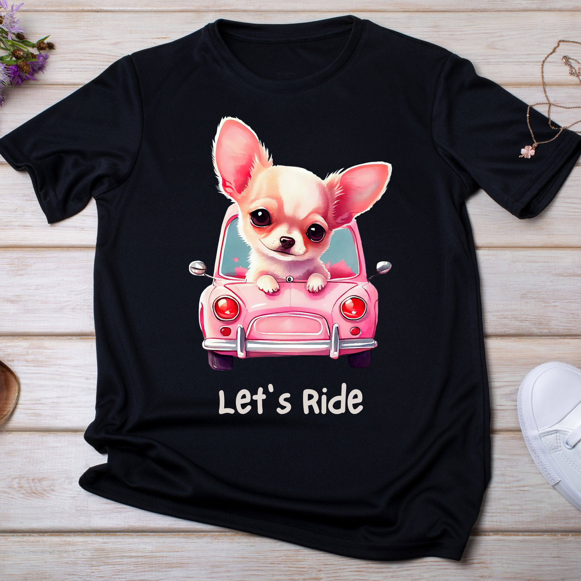 Let's ride cute chihuahua dog art Women's animal dog t-shirt - Premium t-shirt from Lees Krazy Teez - Just $19.95! Shop now at Lees Krazy Teez