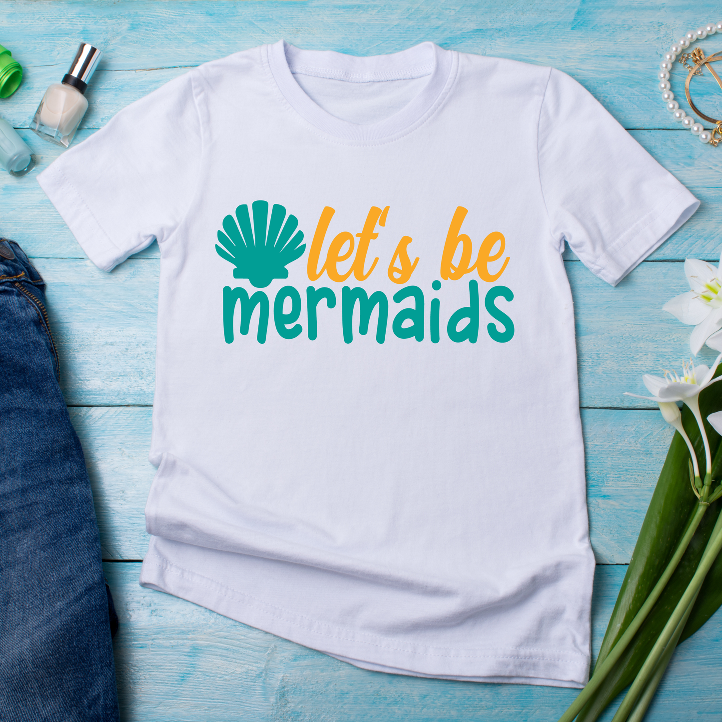 Lets be mermaids awesome ladies women's t-shirt - Premium t-shirt from Lees Krazy Teez - Just $19.95! Shop now at Lees Krazy Teez